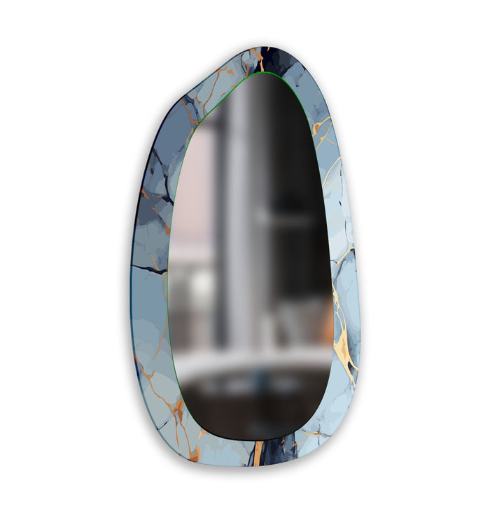 Blue & Gold Marble Bedroom Wall Mirror