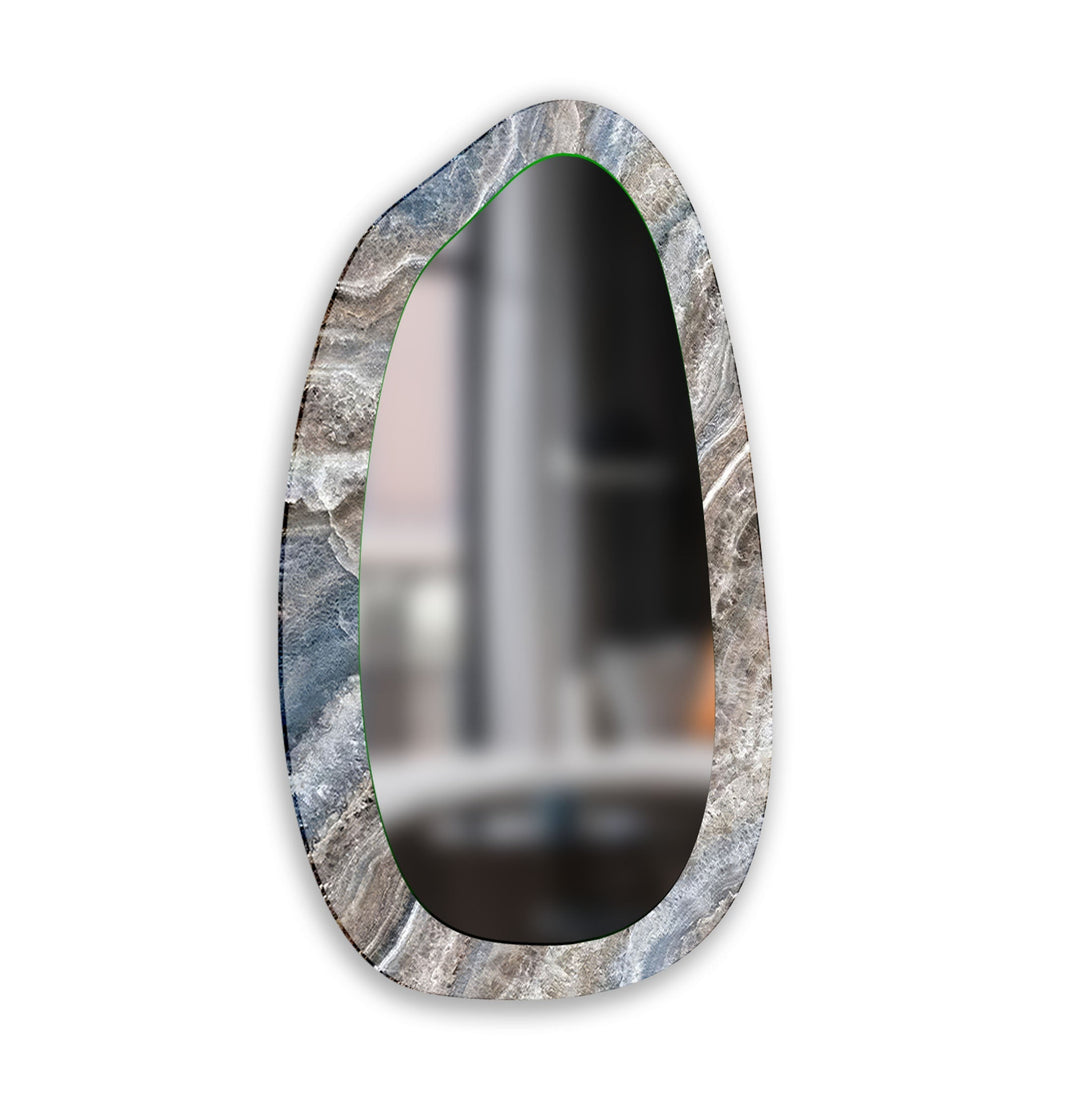 Gray Decorative Marble Bedroom Wall Mirror