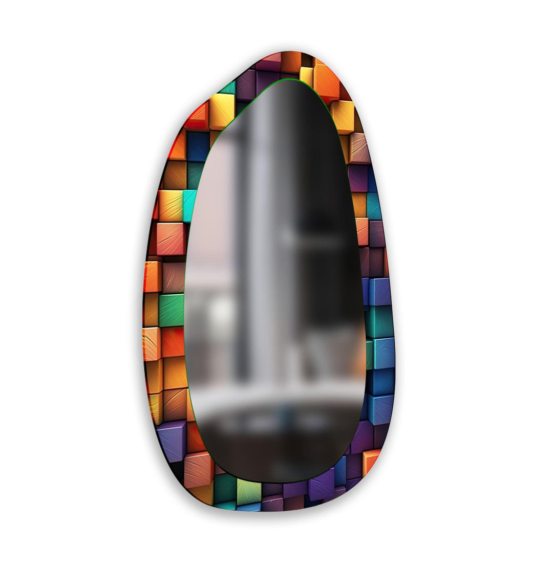 Colorful Cubes Asymmetrical Glass Wall Mirror