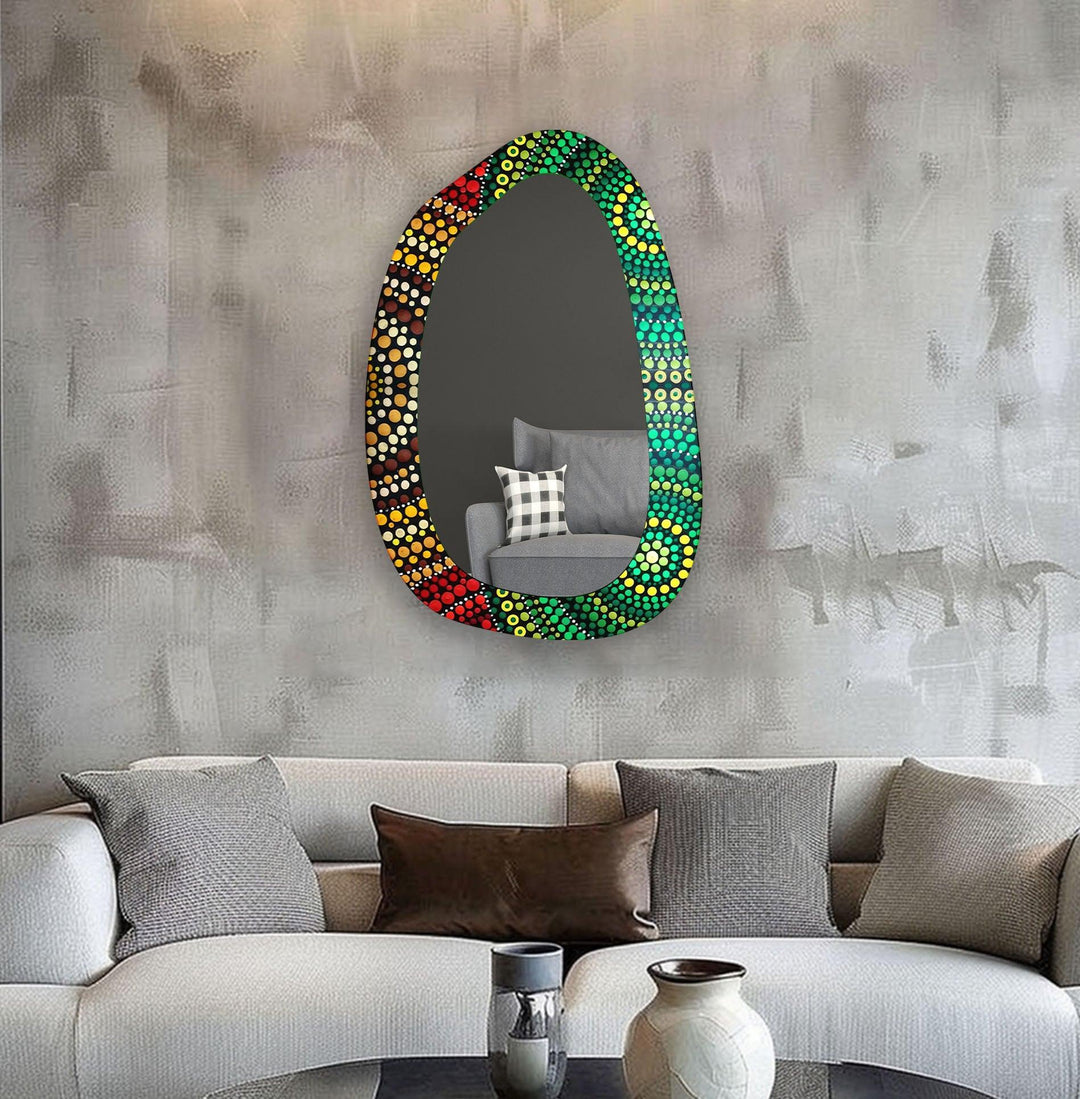 Modern Green Mosaic Asymmetrical Wall Mirror