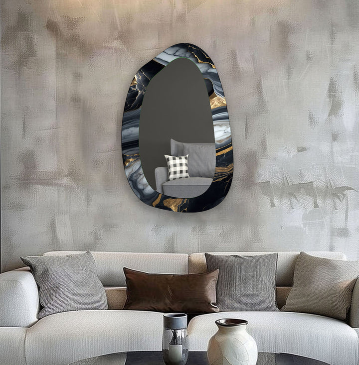 Gray & Gold Marble Enterway Wall Mirror