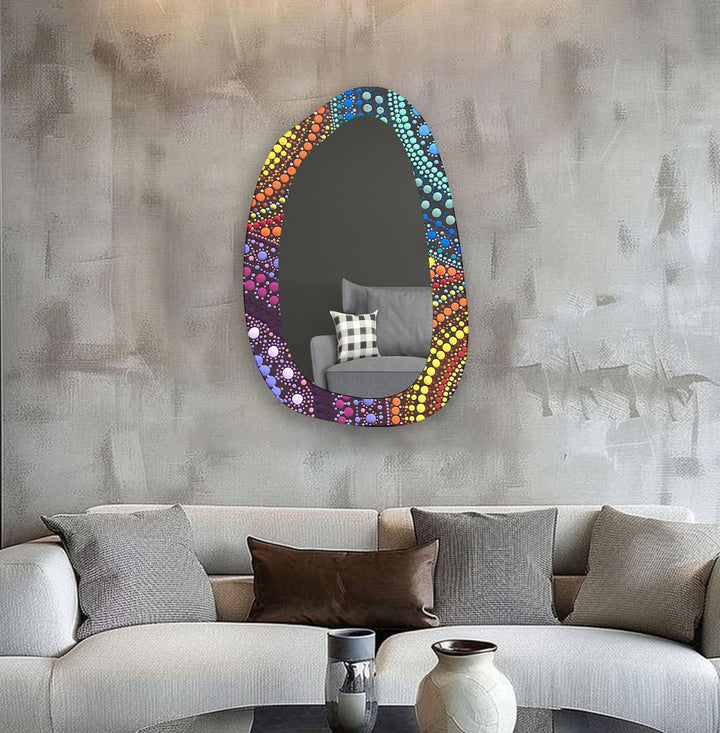 Mosaic Rainbow Color Print Glass Wall Mirror