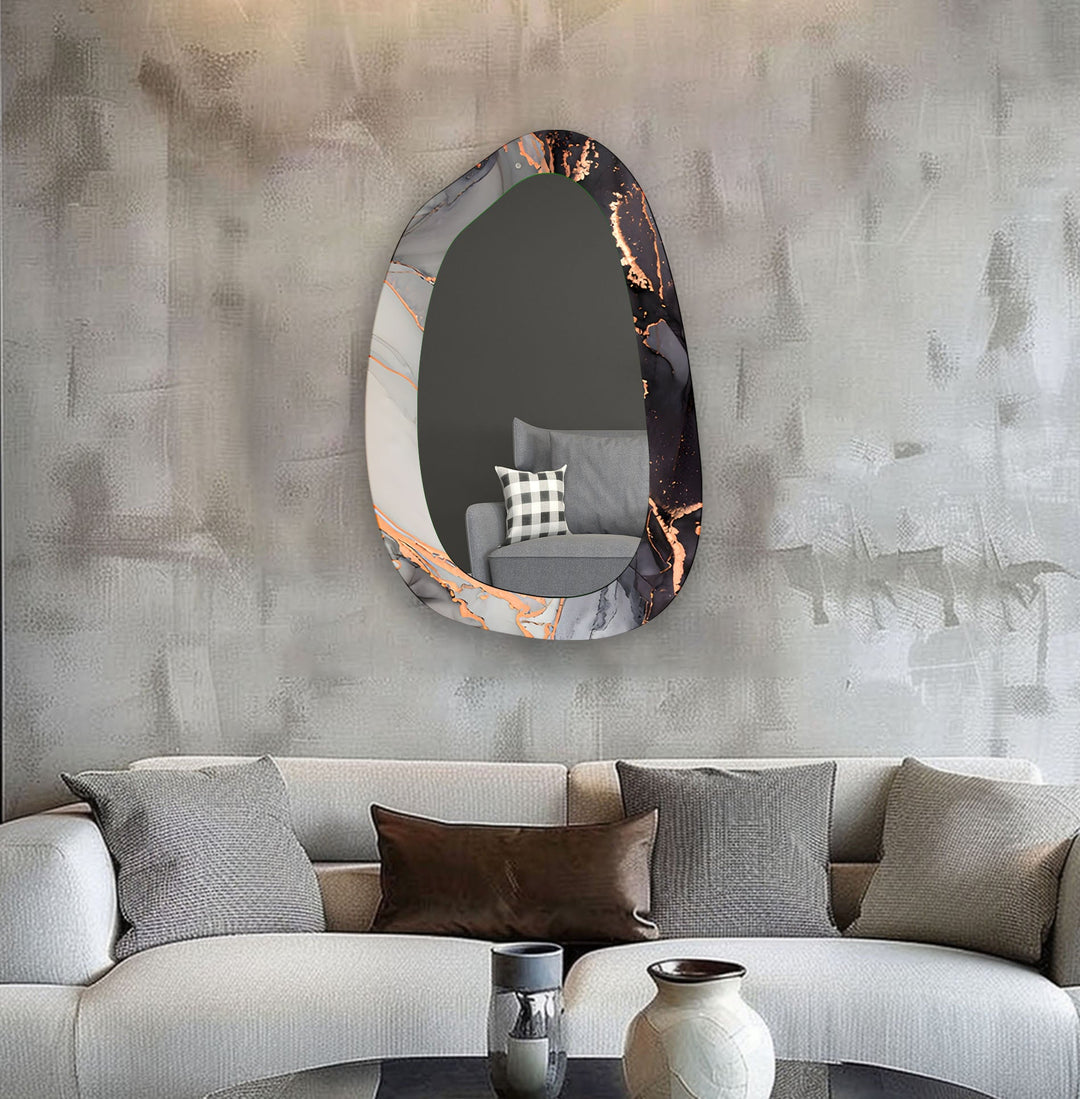 Gray Abstract Bathroom Wall Mirror