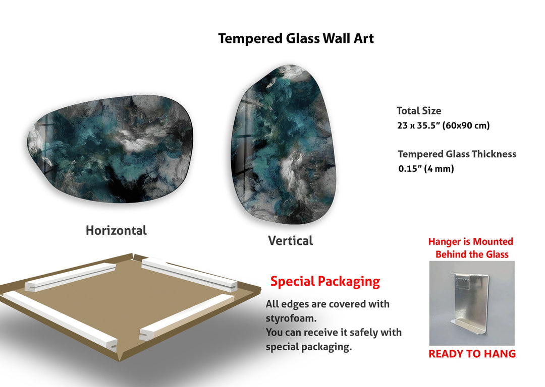 Modern Grey Abstract Irregular Glass Wall Art, glass photo prints, glass picture prints
