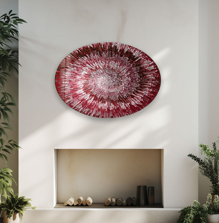 Asymmetric Oval Red Abstract Glass Wall Art large glass photo prints, glass wall photos
