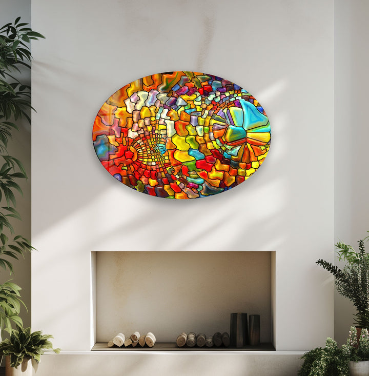 Asymmetric Oval Colorful Stained Glass Wall Art art glass wall art, glass wall art pictures
