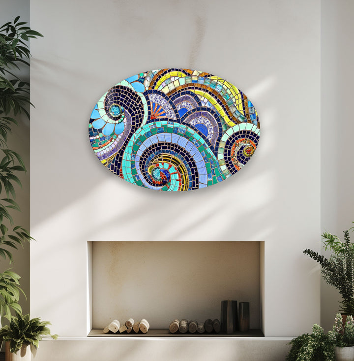 Asymmetric Oval Colorful Glass Wall Art