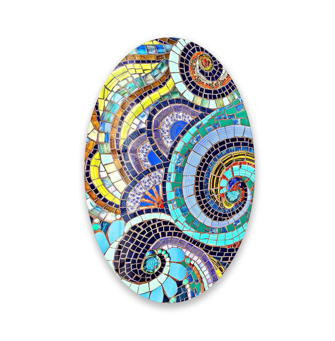 Asymmetric Oval Colorful Glass Wall Art