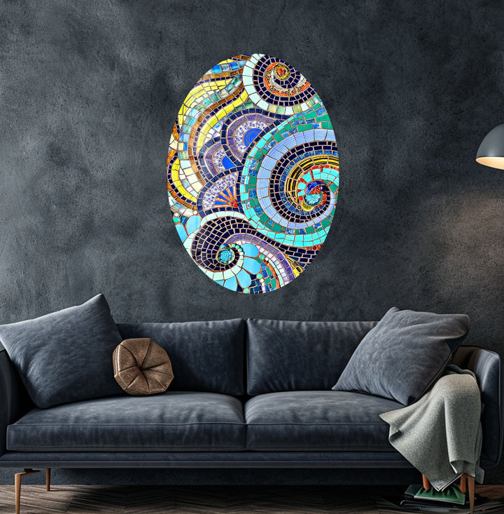 Asymmetric Oval Colorful Glass Wall Art