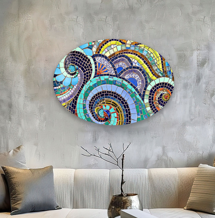 Asymmetric Oval Colorful Glass Wall Art