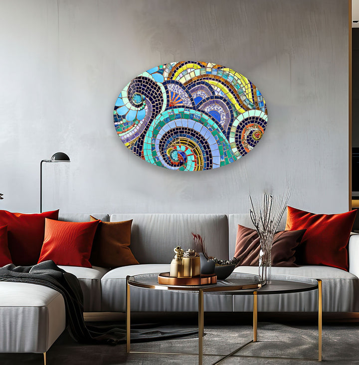 Asymmetric Oval Colorful Glass Wall Art