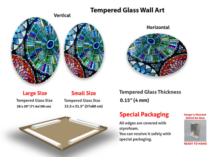 Asymmetric Oval Mosaic Design Glass Wall Art