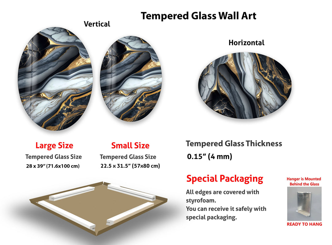 Asymmetric Oval Black Epoxy Design Glass Wall Art