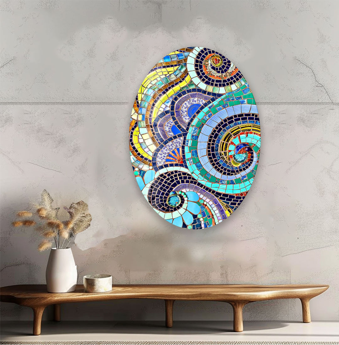 Asymmetric Oval Colorful Glass Wall Art