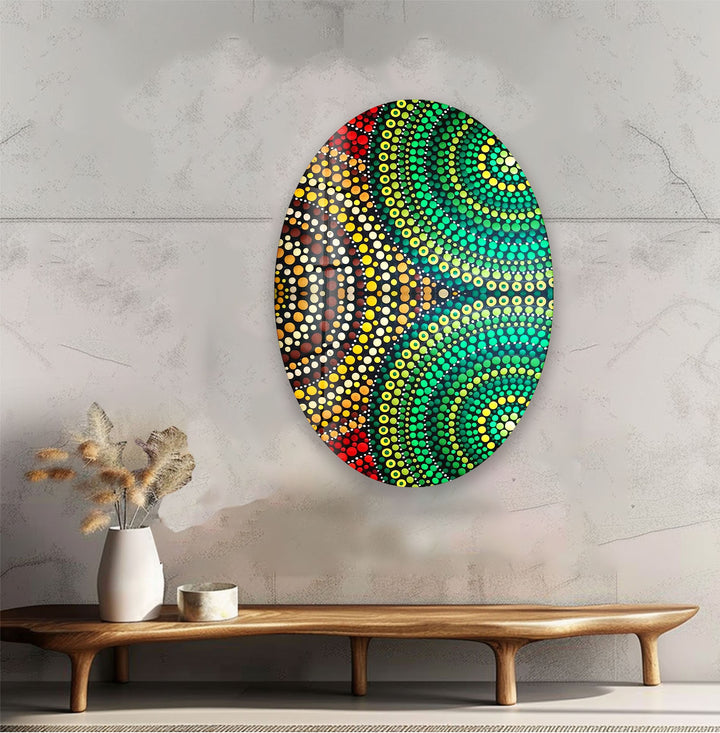 Asymmetric Oval Green Stained Glass Wall Art glass image printing, glass prints from photos
