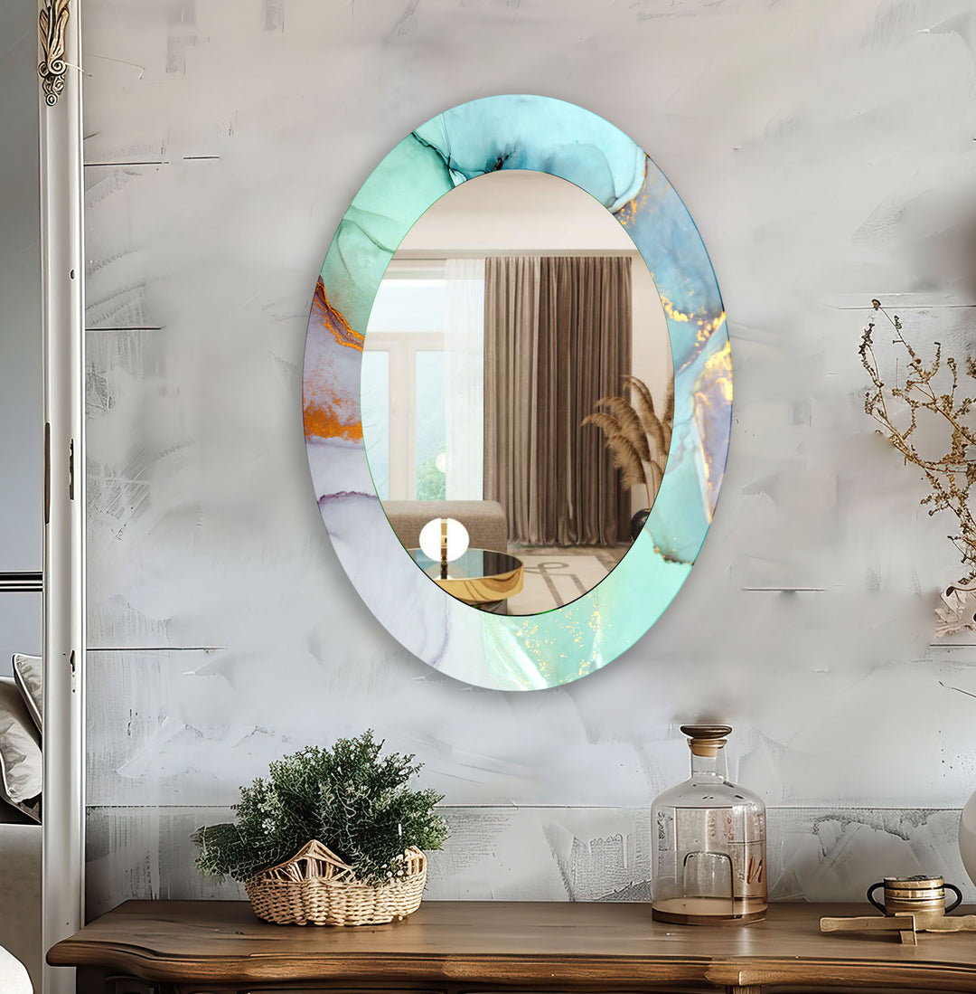 Modern Abstract Oval Wall Mirror