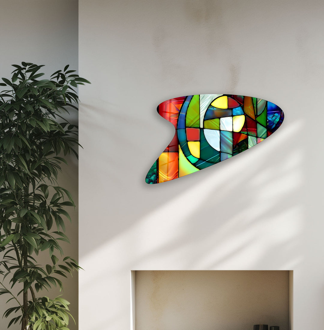 Colorful Stained Irregular Glass Wall Art, glass art painting, glass art for the Wall
