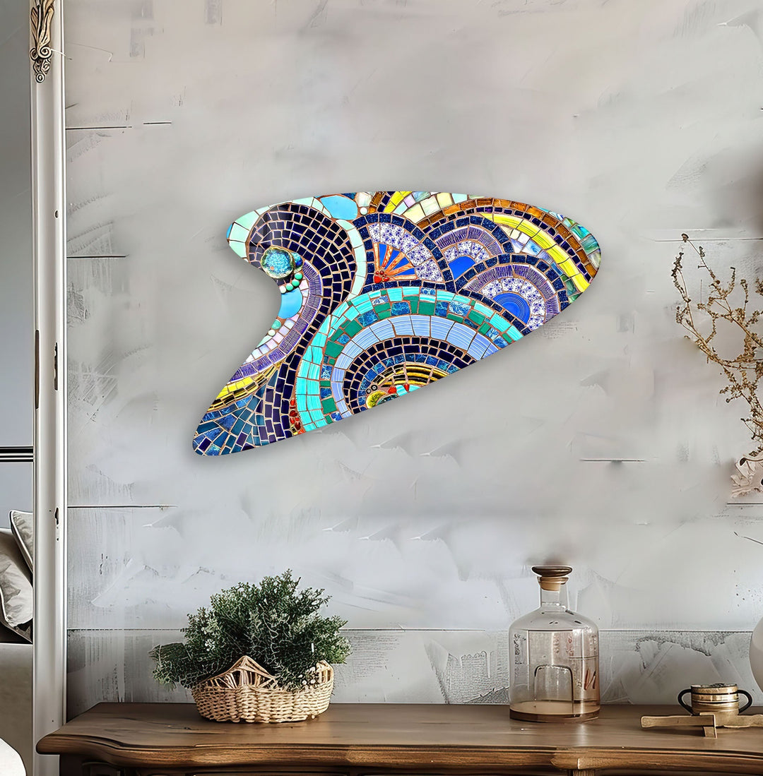 Colorful Mosaic Irregular Glass Wall Art, glass art painting, glass art for the Wall
