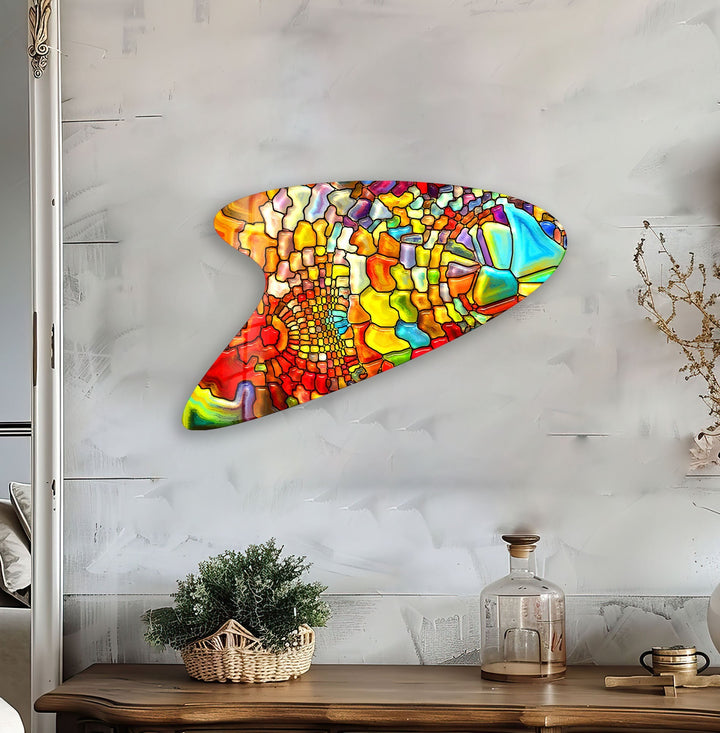 Red Stained Irregular Glass Wall Art, print picture on glass, Tempered Glass Wall Art
