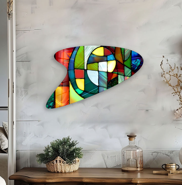 Colorful Stained Irregular Glass Wall Art, Glass Printing Wall Art, Print photos on glass
