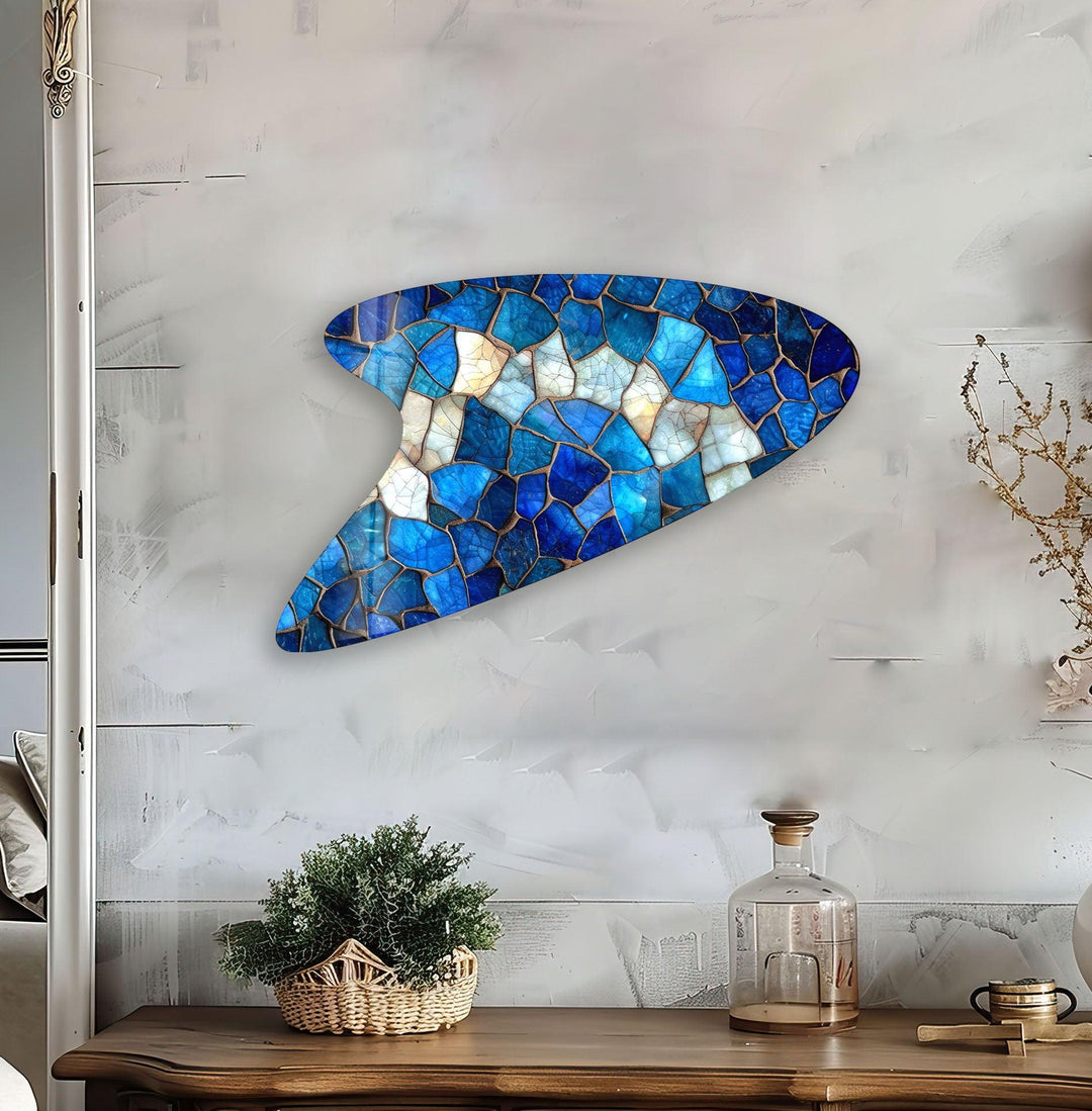 Blue Stained Stunning Glass Wall Art, Glass Printing Wall Art, Print photos on glass
