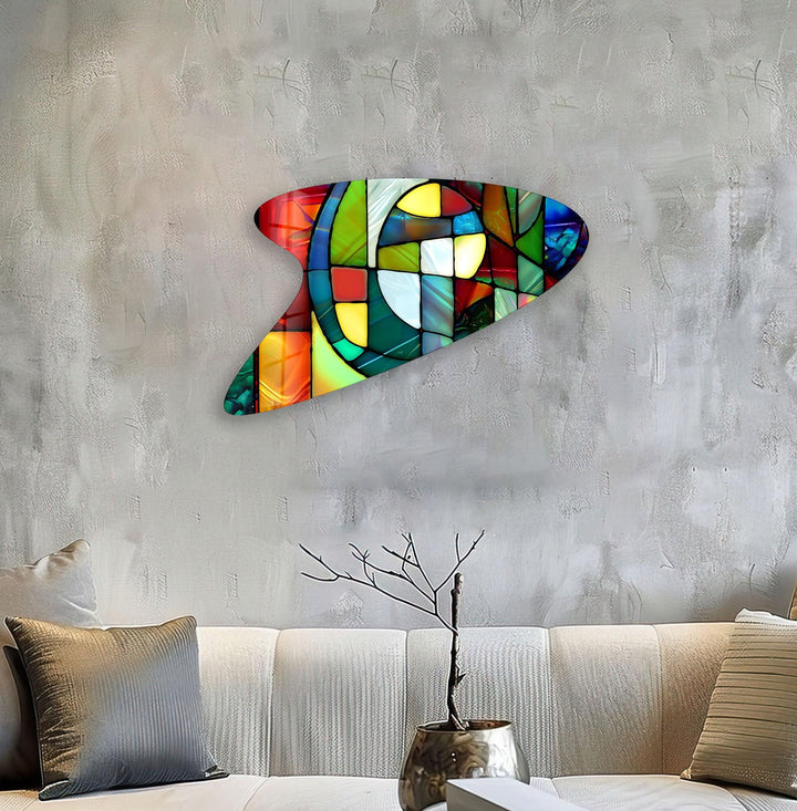 Colorful Stained Irregular Glass Wall Art, stained glass wall art, stained glass wall decor
