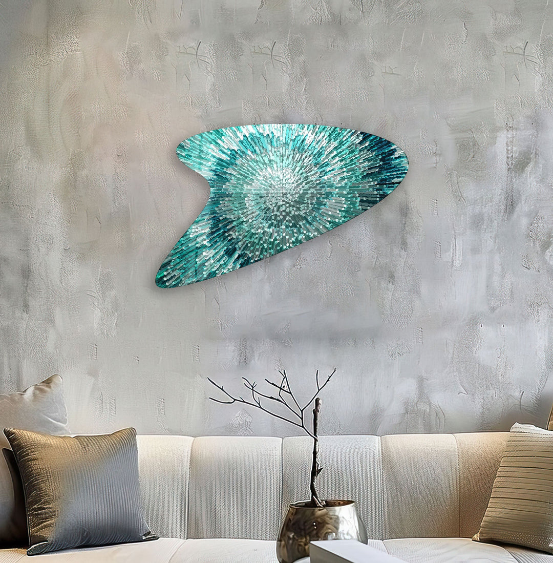 Turquoise Line Abstarct Glass Wall Art, print picture on glass, Tempered Glass Wall Art
