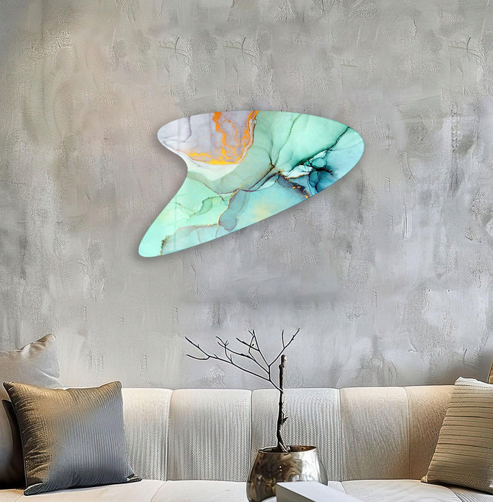 Vivid Turquoise Marble Glass Wall Art, glass image printing, glass prints from photos
