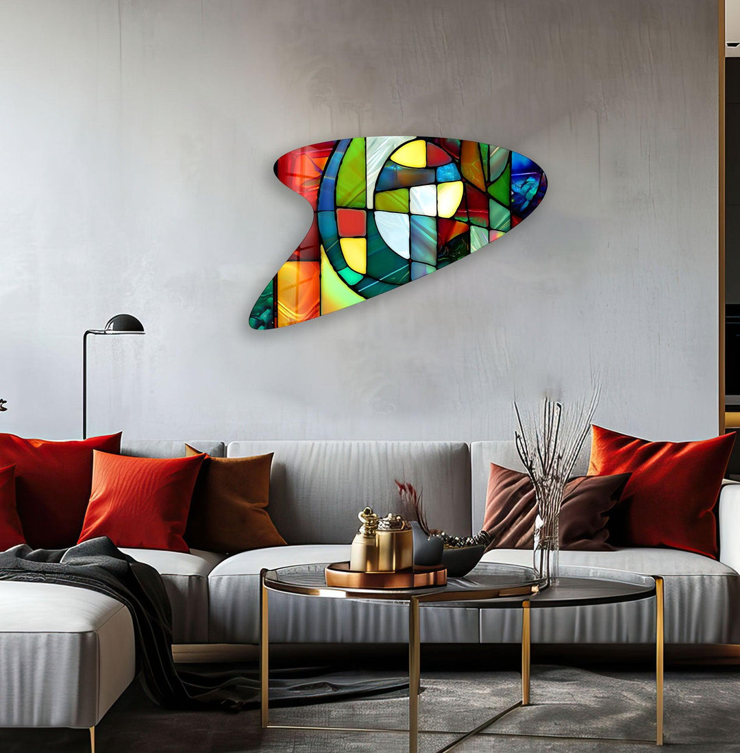 Colorful Stained Irregular Glass Wall Art, print picture on glass, Tempered Glass Wall Art
