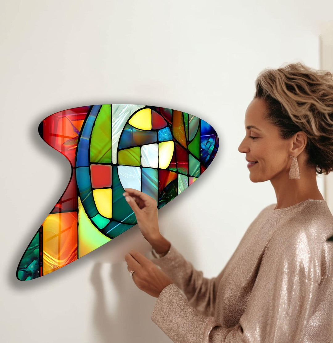 Colorful Stained Irregular Glass Wall Art, glass wall decor, glass wall art decor
