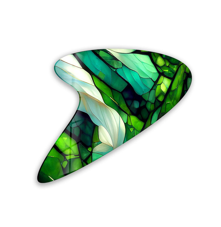 Green Stained Irregular Glass Wall Art, Glass Printing Wall Art, Print photos on glass
