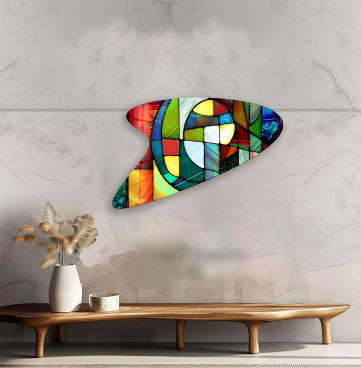 Colorful Stained Irregular Glass Wall Art, glass photo prints, glass picture prints
