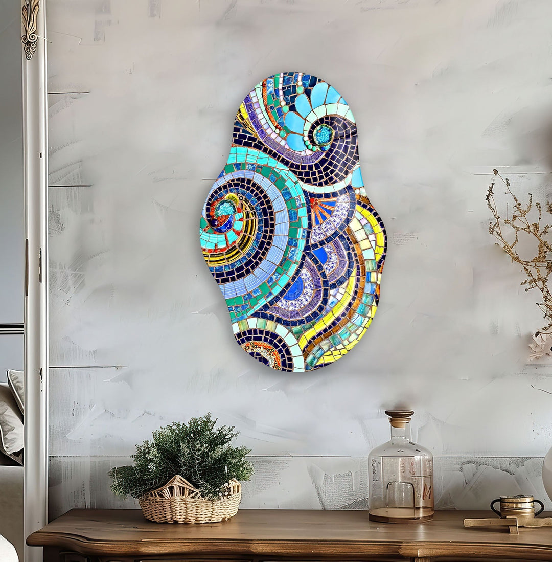 Shaped Mosaic Colorful Glass Wall Art glass photo prints, glass picture prints
