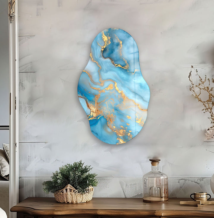 Blue Marble Large Glass Wall Art  custom glass pictures, glass art prints