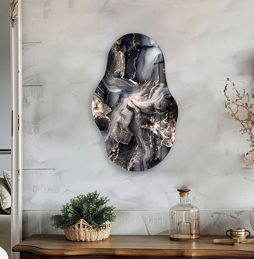 Black Marble Large Glass Wall Art, glass image printing, glass prints from photos
