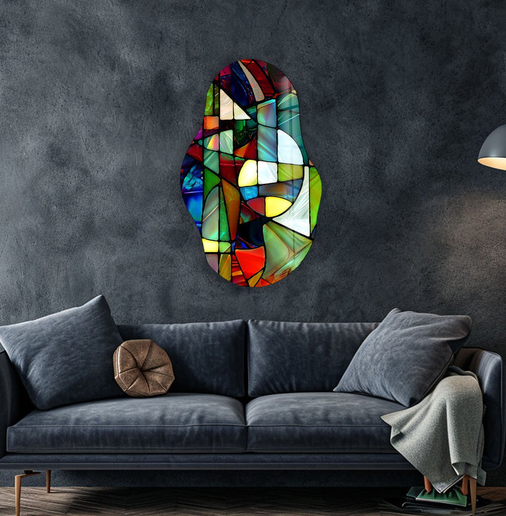 Colorful Modern Stained Glass Wall Art print picture on glass, Tempered Glass Wall Art
