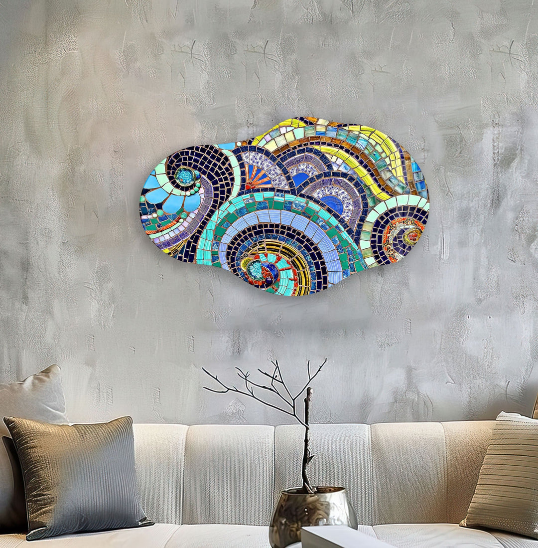 Shaped Mosaic Colorful Glass Wall Art Glass Printing Wall Art, Print photos on glass
