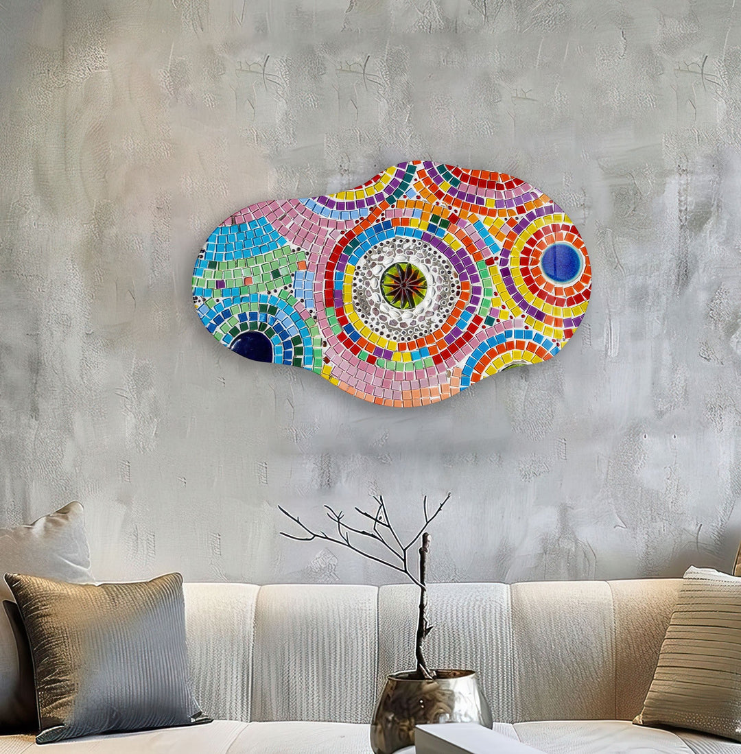 Colorful Shaped Mosaic Tiles Glass Wall Art art glass wall art, glass wall art pictures