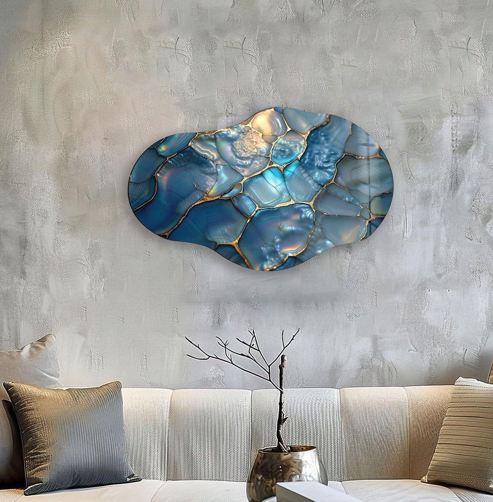 Irregular Abstract Turquoise Glass Wall Art glass wall decor, glass wall art decor