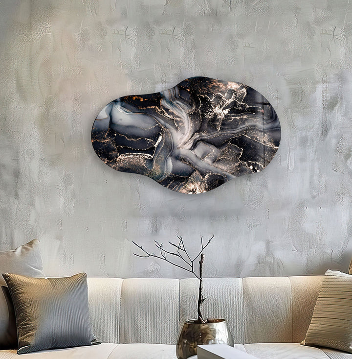 Black Marble Large Glass Wall Art
, print picture on glass, Tempered Glass Wall Art
