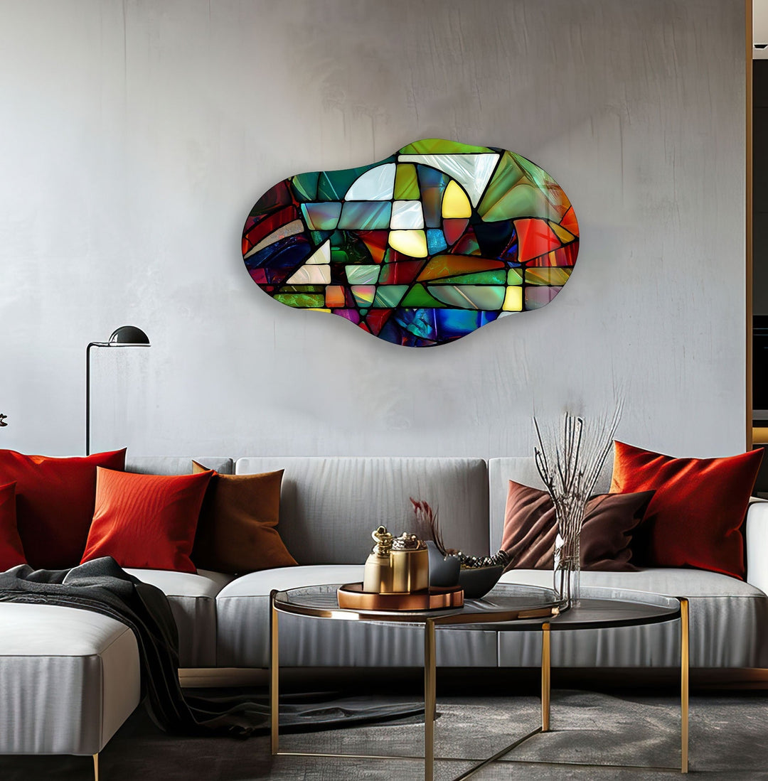 Colorful Modern Stained Glass Wall Art Glass Printing Wall Art, Print photos on glass
