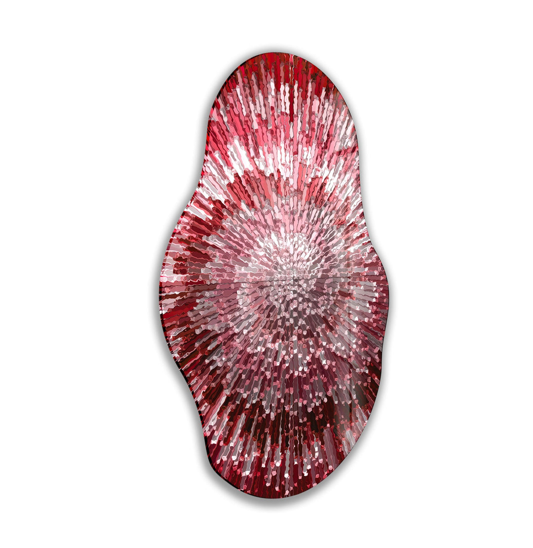 Irregular Oval Red Stained Glass Wall Art