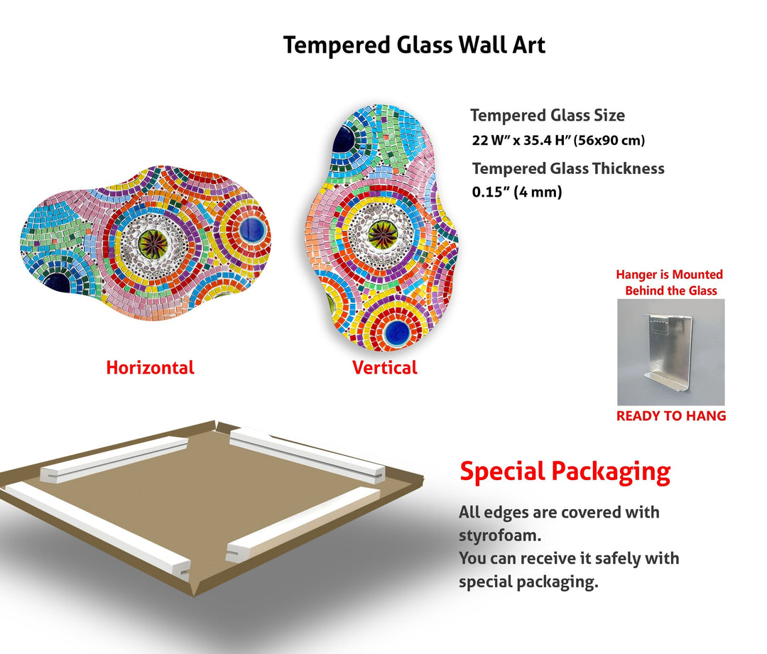 Colorful Shaped Mosaic Tiles Glass Wall Art