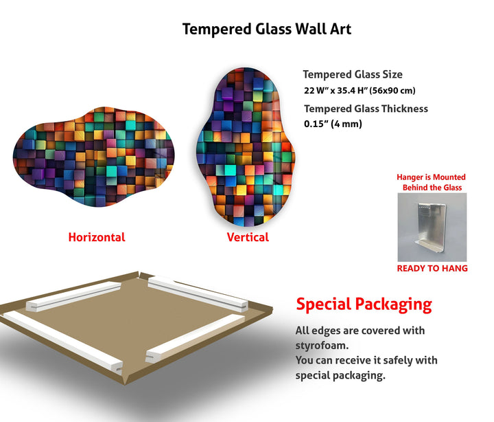 Pop Art Cubes Large Glass Wall Art, art glass wall art, glass wall art pictures
