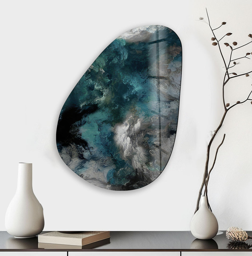 Asymmetrical Oval Dark Smoke Glass Wall Art glass photo prints, glass picture prints
