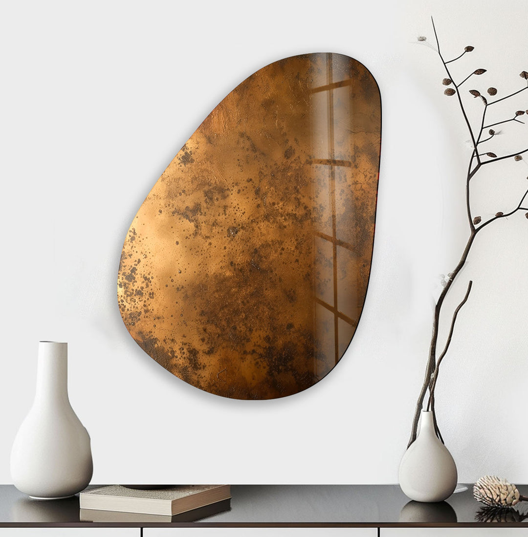 Asymmetrical Oval Bronze Abstract Glass Wall Art glass image printing, glass prints from photos
