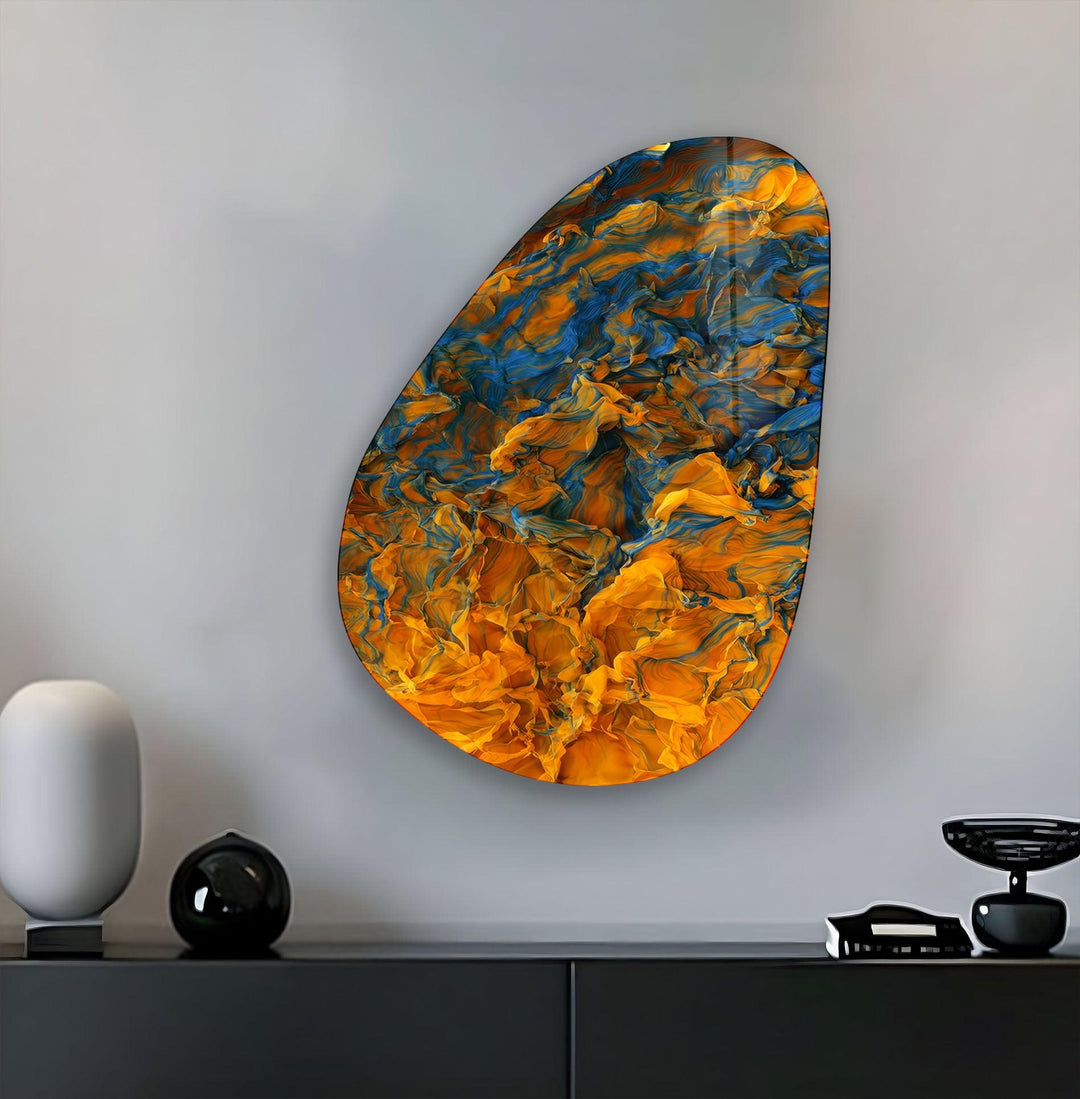 Modern Orange Abstract Glass Wall Art, print picture on glass, Tempered Glass Wall Art

  