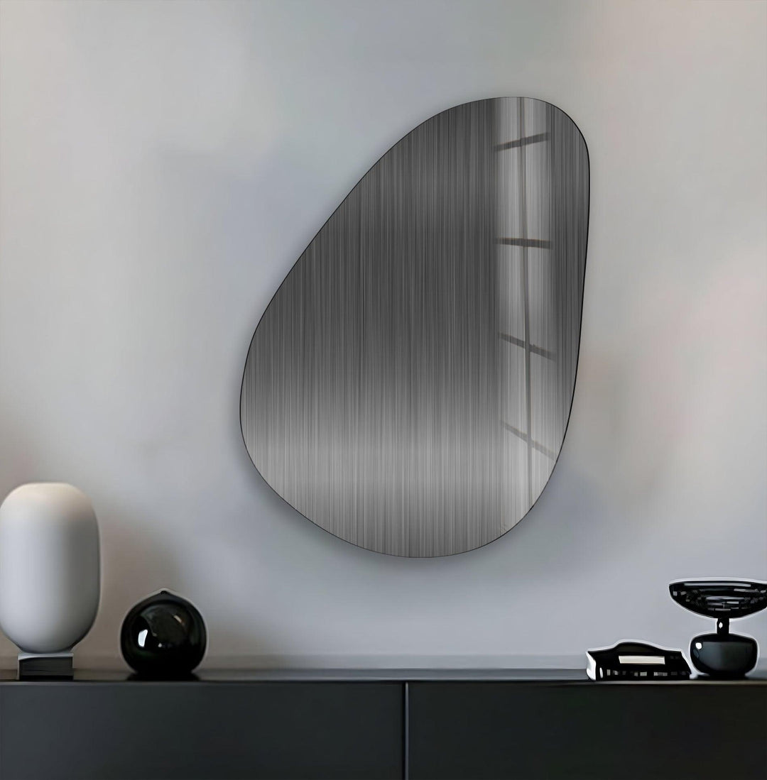 Gray Metal Panel Abstract Glass Wall Art, print picture on glass, Tempered Glass Wall Art
