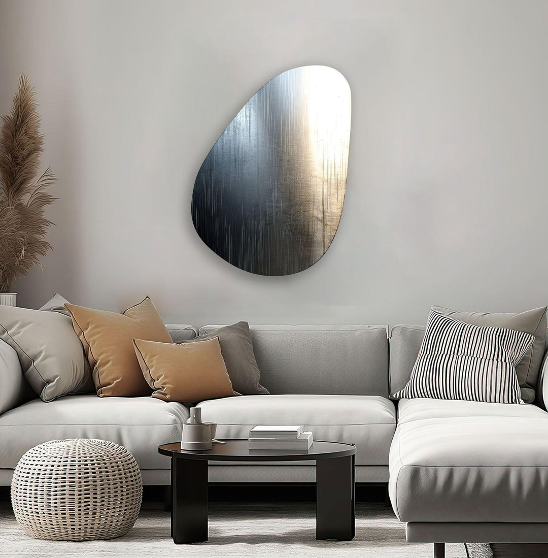 Metallic Gray Abstract Glass Wall Art, print on glass, glass printed photos
