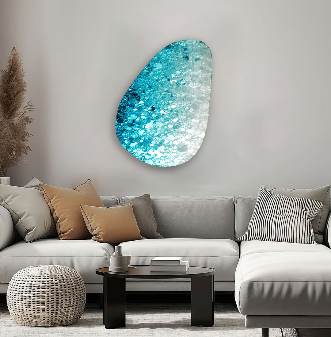 Abstract Blue Bubbles Glass Wall Art,  glass photo prints, glass picture prints
